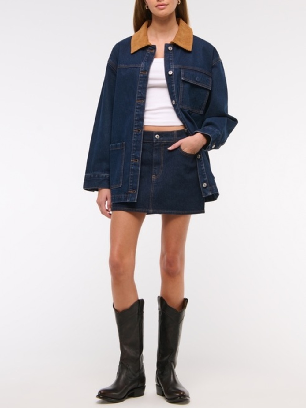 Abercrombie & Fitch Mid Rise Denim Mini Skirt - Picture 2 of 8